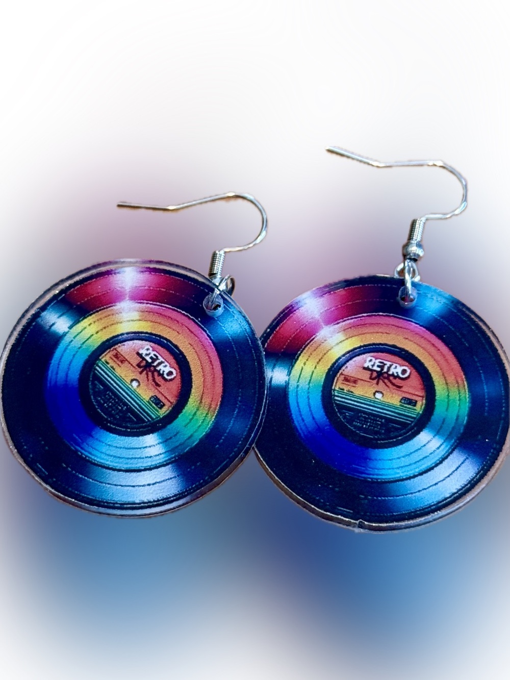 $5 Retro Rainbow Vinyl Record Earrings - Multicolor